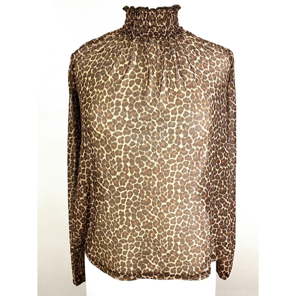 Wild Fable Women's Sheer Leopard Print Top, Size XS